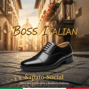 Sapato Social Boss Italian - Couro Legitimo + Relógio de Brinde