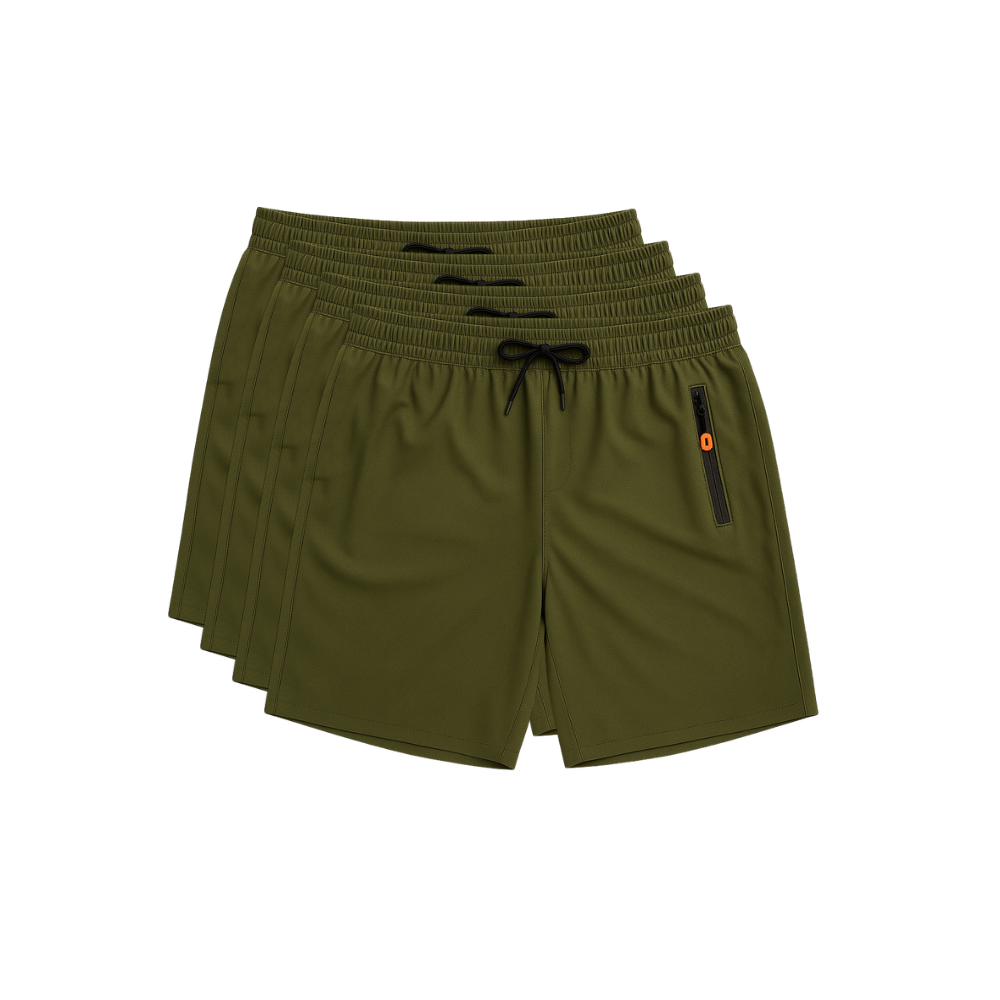 Kit 4 Bermudas DryFit Premium Vanguarda Performance - Secagem rápida, Bolso com Zíper e Ajuste Anatômico | FRETE GRÁTIS