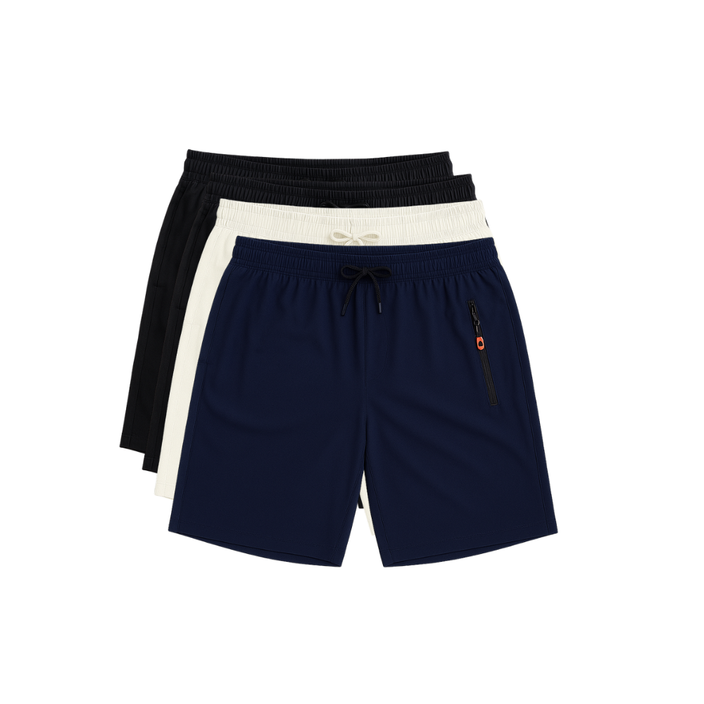 Kit 4 Bermudas DryFit Premium Vanguarda Performance - Secagem rápida, Bolso com Zíper e Ajuste Anatômico | FRETE GRÁTIS