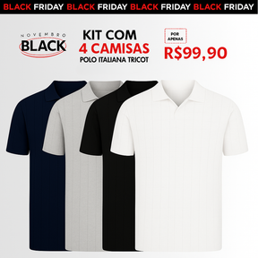 Kit 4 Camisas Polo Italiana Tricot Evolut  | Frete Grátis